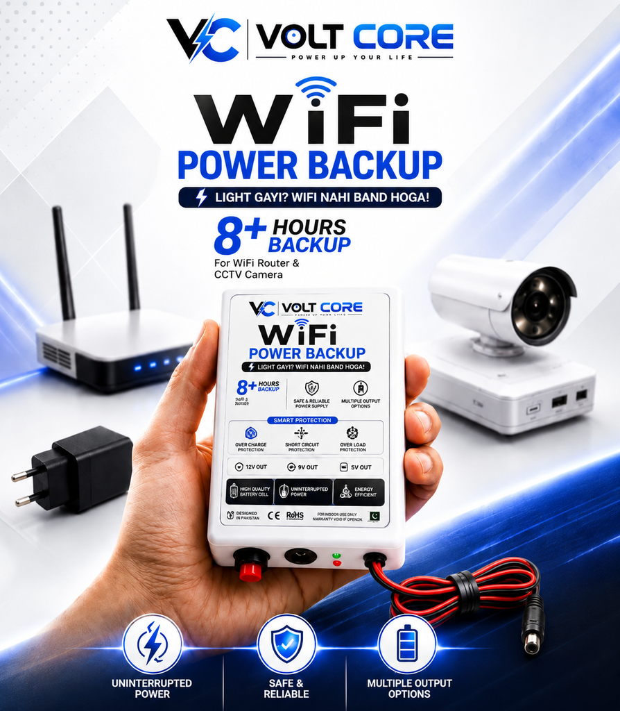 Volt Core WiFi Mini UPS — 8+ Hour Router & CCTV Power Backup